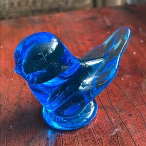 Blue Bird Glass Figurine - Vibrant Blue